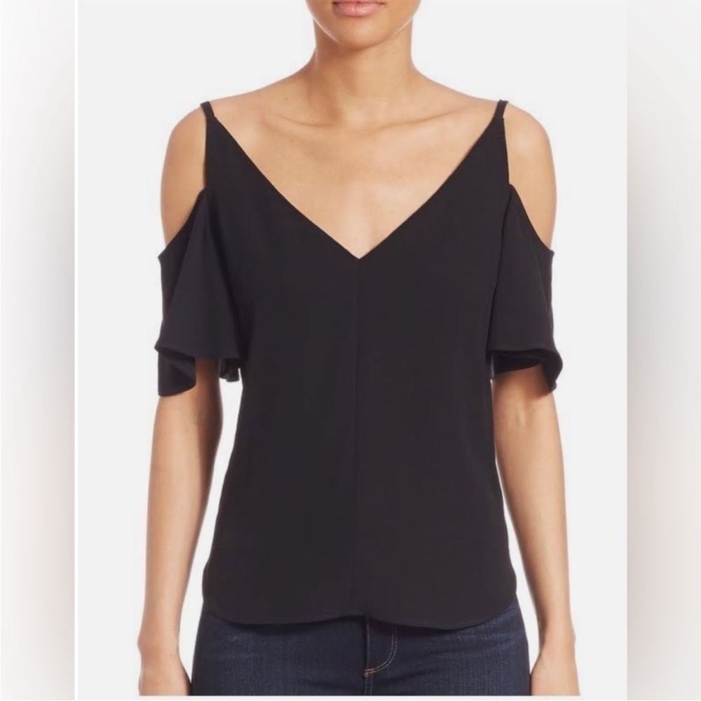 A.L.C. Black Cold-Shoulder V-Neck Camisole